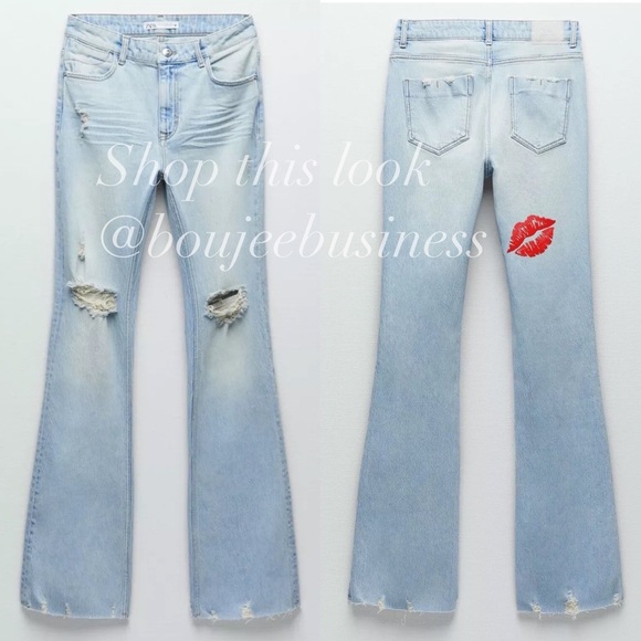 ZARA Z1975 Light Blue High Rise Flared Jeans Size 6 Flared Leg BNWT - Picture 7 of 7